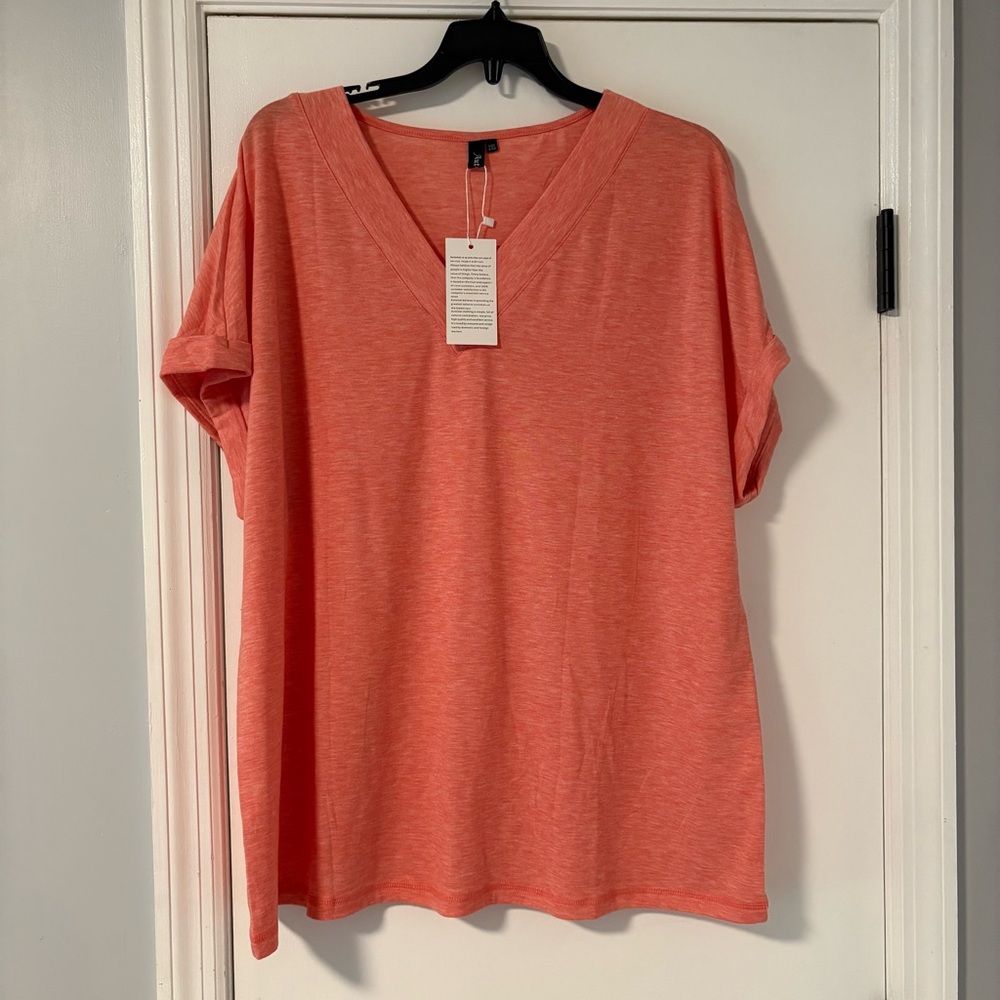 Coral V-Neck T-Shirt